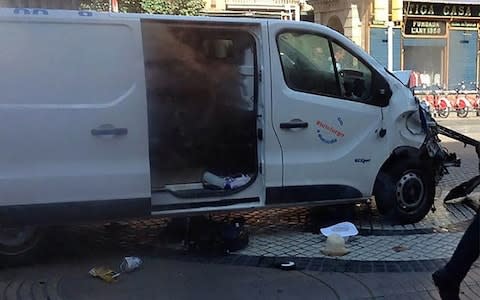 Pictured: the van reportedly used in the attack