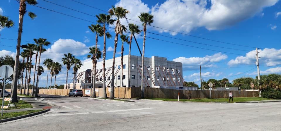 A new HCA Florida St. Lucie Hospital medical office building is under construction on Jan. 31, 2024, across the street from the main campus.