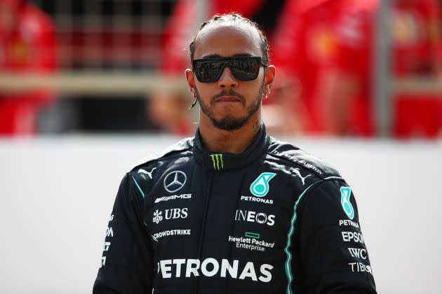 Lewis Hamilton looks on from the grid during day one of F1 Testing at Bahrain International Circuit on March 12, 2021. (Photo: Joe Portlock via Getty Images)
