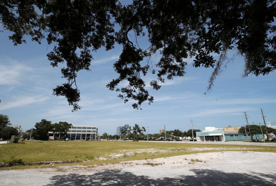 The vacant site of the old First Baptist Church in Daytona Beach was considered in 2020 to become home to a parking garage and apartments that would be next to a new City Hall. The plans never came to fruition, and the property remains barren.
