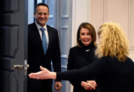 U.S. House Speaker Nancy Pelosi and Ireland's Prime Minister (Taoiseach) Leo Varadkar are seen at the Government Buildings in Dublin, Ireland April 16, 2019. REUTERS/Clodagh Kilcoyne/Pool