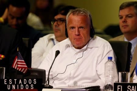 U.S. Deputy Secretary of State John Sullivan listens during the OAS 47th General Assembly in Cancun, Mexico June 20, 2017. REUTERS/Carlos Jasso
