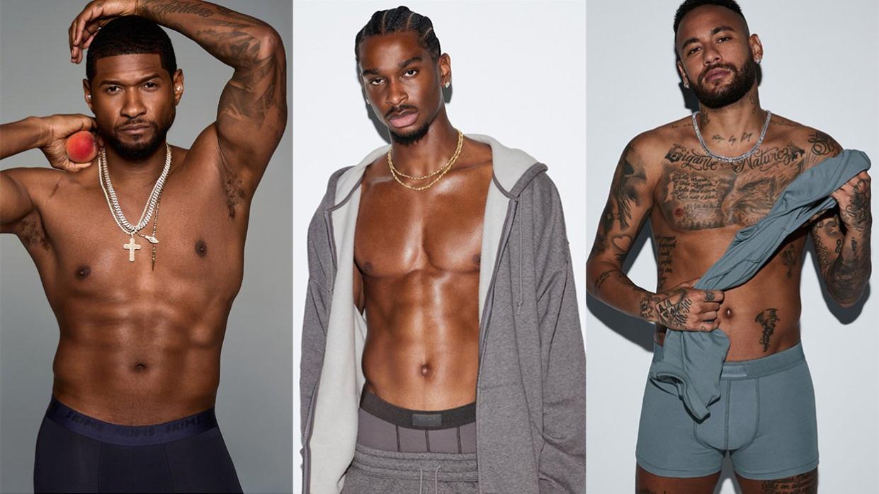 kim kardashian brand Skims Underwear Ads sexy Models Usher Shai Gilgeous Alexander Neymar Jr