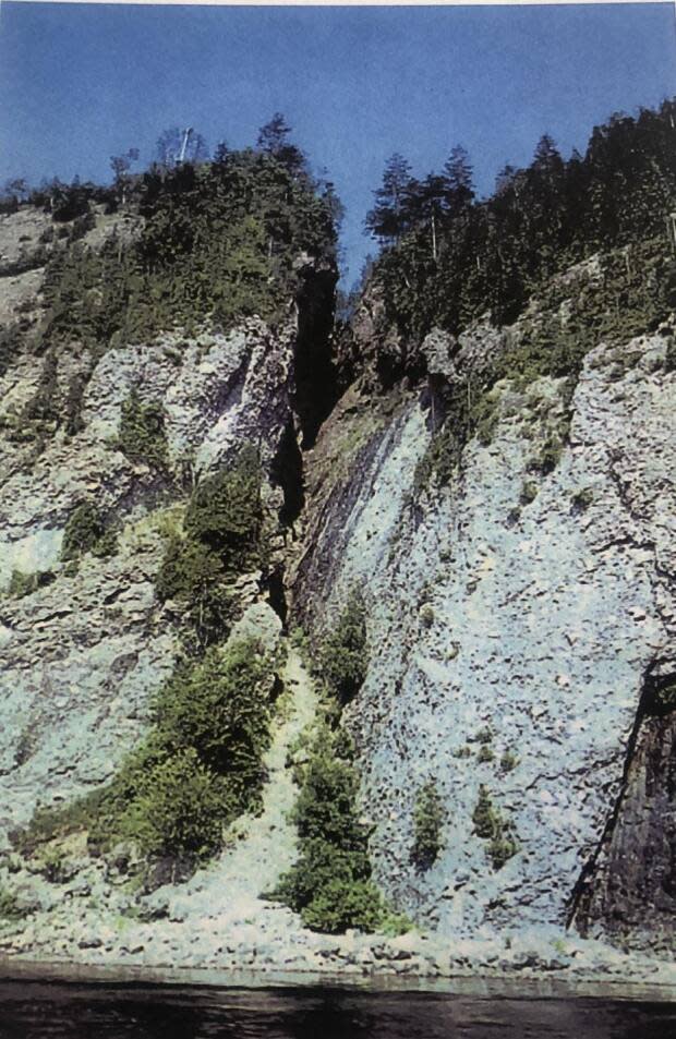 The steep ravine nicknamed 'Glooscap's Gully,' pictured in 1973. 