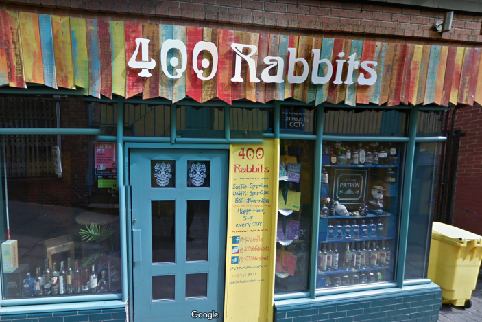 A Google Map view of the front of the 400 Rabbits bar.