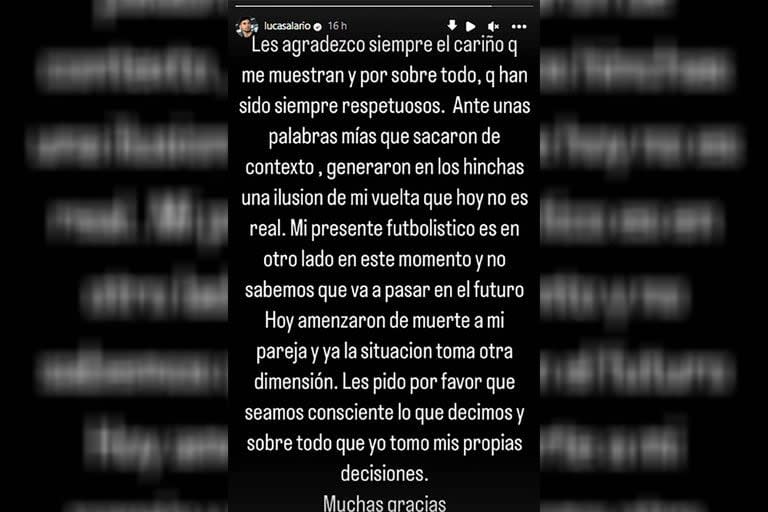 El mensaje de Lucas Alario en Instagram para los hinchas de River