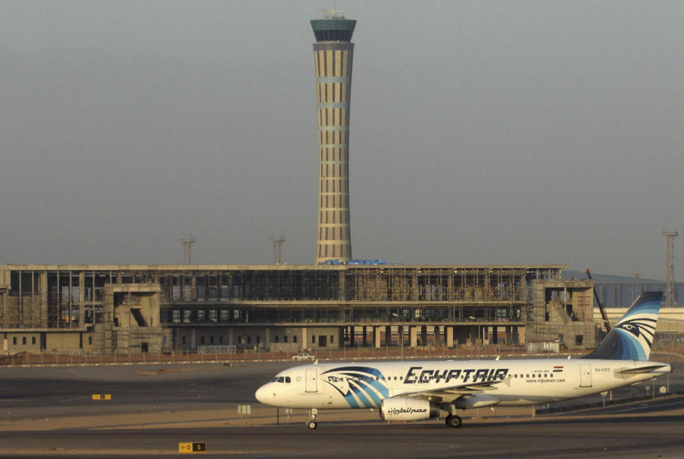 In this Dec. 10, 2014, image, an EgyptAir Airbus A320 shows the registration SU-GCC on the tarmac at Cairo airport. Egyptian aviation officials said on Thursday, May 19, 2016, that EgyptAir Flight 804, with the registration SU-GCC, traveling from Paris to Cairo with 66 passengers and crew on board has crashed. (AirTeamImages via AP)