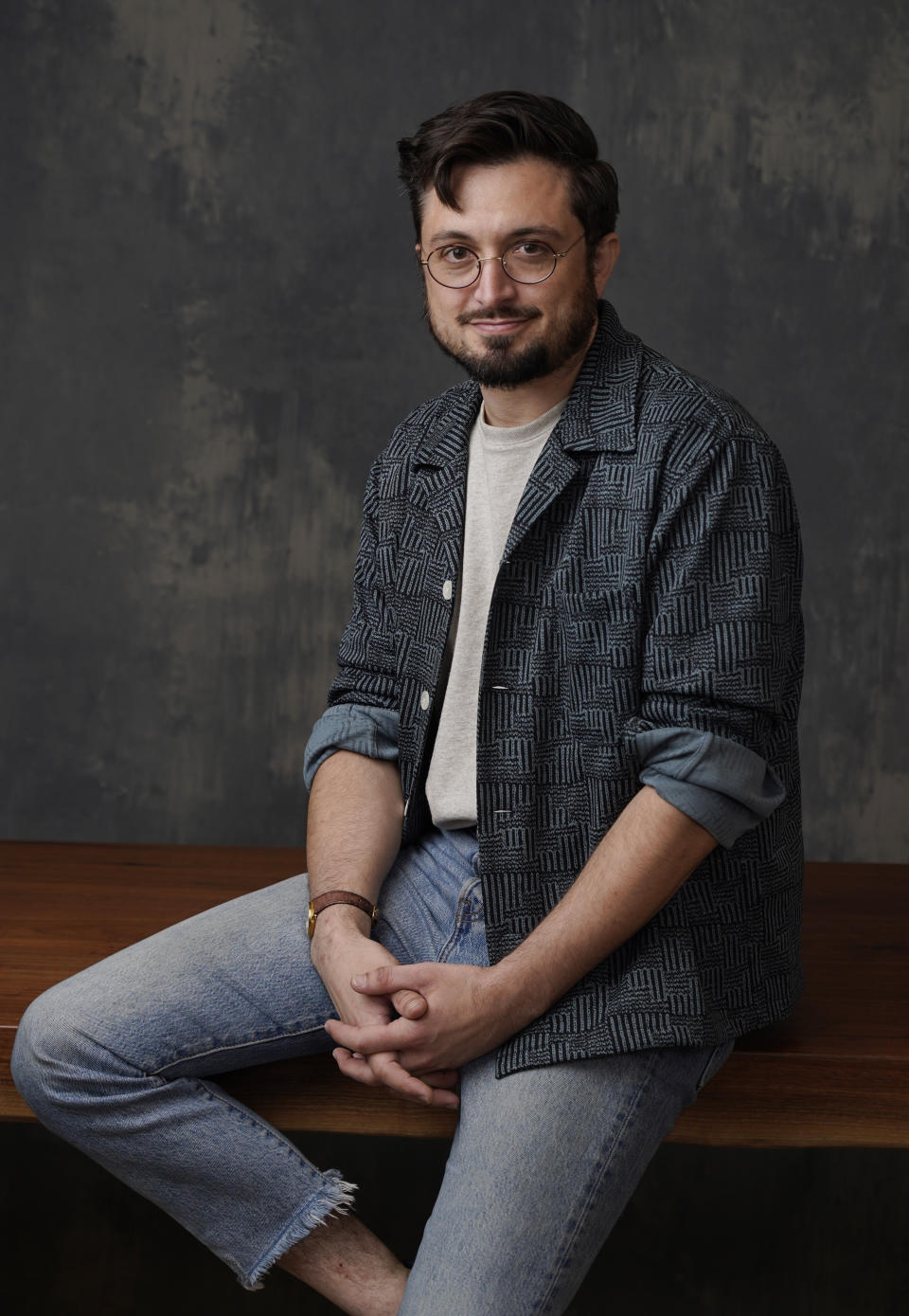 Dean Fleischer-Camp, director and co-writer of the animated film "Marcel the Shell with Shoes On," poses for a portrait, Tuesday, June 21, 2022, at the Four Seasons Hotel in Los Angeles. The film opens on June 24. (AP Photo/Chris Pizzello)