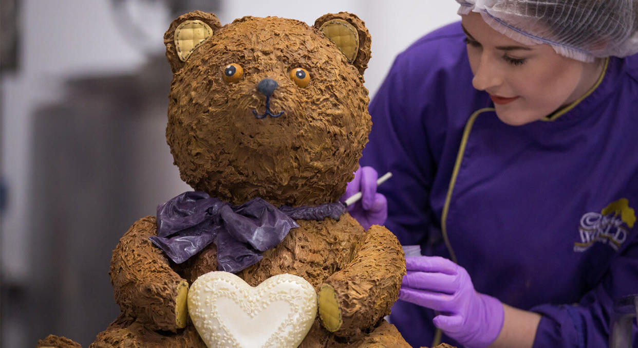 The Cadbury World bear is made entirely of chocolate. [Photo: PA]