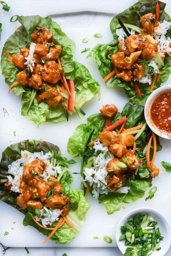 <strong>Get the <a href="https://www.foodiecrush.com/instant-pot-orange-chicken-lettuce-wraps/" target="_blank" rel="noopener noreferrer">Instant Pot Orange Chicken Lettuce Wraps</a> recipe from Foodie Crush.</strong>