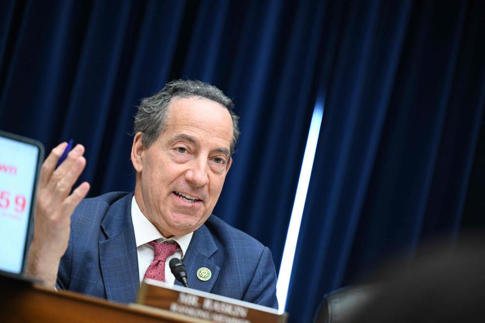 Rep. Jamie Raskin (D-MD) speaks during a House Committee on Oversight and Accountability hearing on Capitol Hill in Washington, DC, on September 28, 2023. The hearing is the first formal hearing regarding the US House impeachment inquiry into US President Joe Biden.