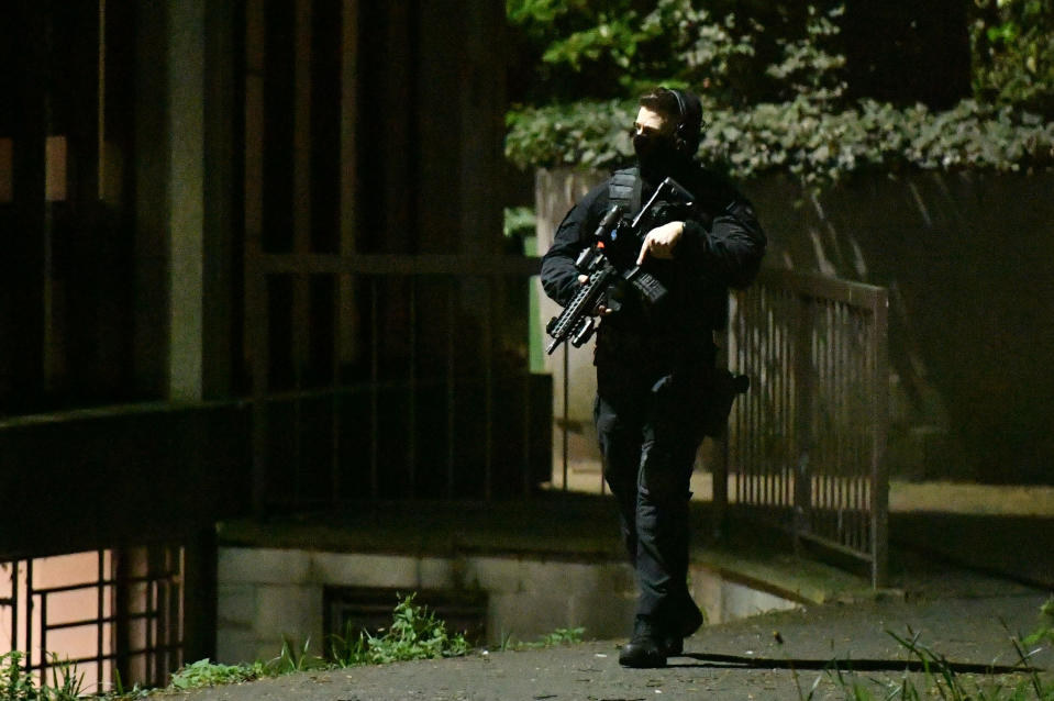 <em>A manhunt was underway on Thursday night following the stabbing (Picture: PA)</em>