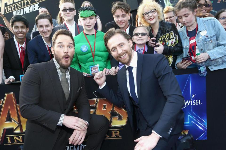 Fan friendly: Chris Pratt and Tom Hiddleston meets fans (Getty Images for Disney)