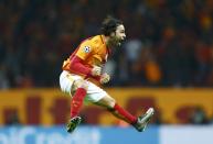 Football Soccer - Galatasaray v Astana - UEFA Champions League Group Stage - Group C - Ali Sami Yen, Istanbul, Turkey - 8/12/15 Selcuk Inan of Galatasaray reacts after scoring a goal. REUTERS/Osman Orsal