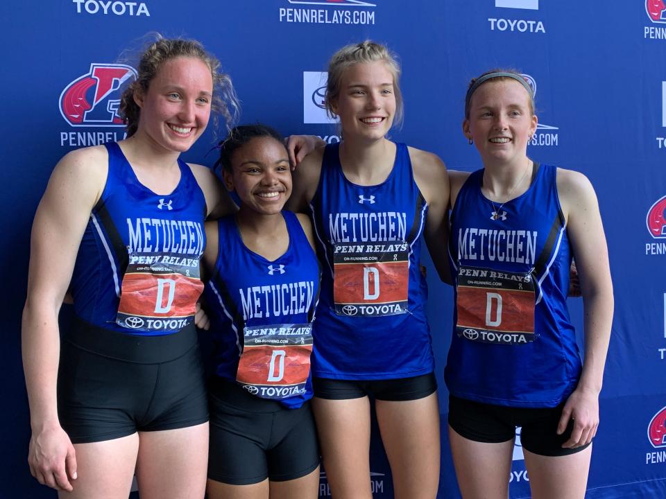 Metuchen's girls distance medley: Caroline Schleif, Nelagh Matthews, Sara Lignell and Molly Malague