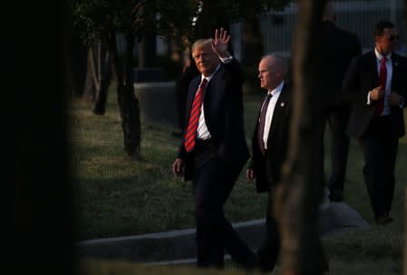 U.S. President Donald Trump arrives in Baltimore, Maryland, U.S.