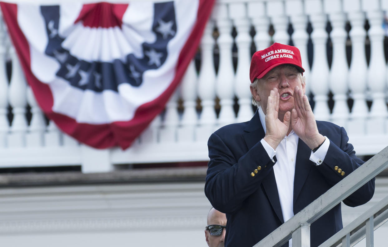 President Donald Trump at the U.S. Women's Open Golf Championship at Trump National Golf Course in Bedminster, N.J., on Saturday. (Photo: SAUL LOEB via Getty Images)