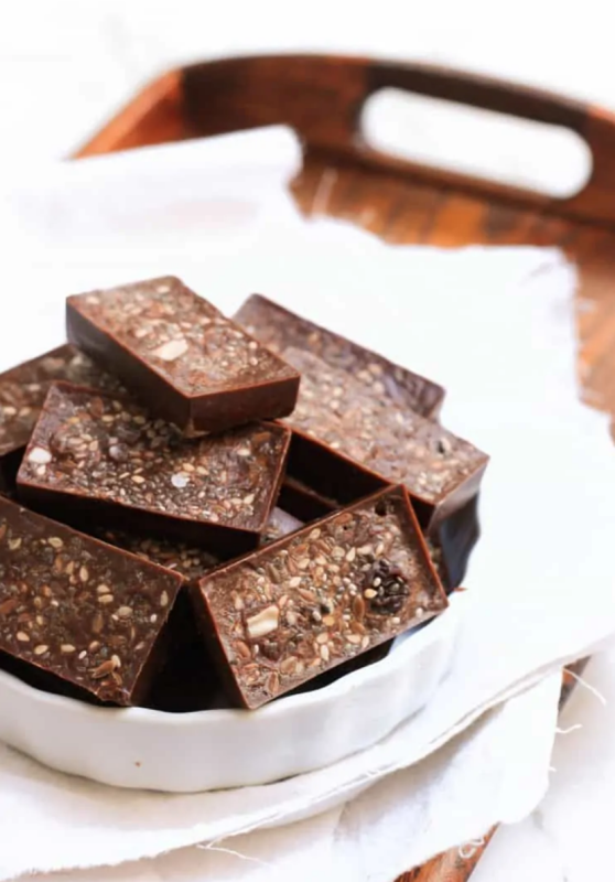 <p>Dish by Dish</p><p>Learn to make your own homemade chocolate with just 10 minutes of hands-on time! Gluten-free and vegan, this is the perfect sweet treat!</p><p><strong>Get the recipe: <a href="https://www.dishbydish.net/homemade-raisin-seed-chocolate-gluten-free-vegan/" rel="nofollow noopener" target="_blank" data-ylk="slk:Homemade Chocolate (Gluten-Free, Vegan);elm:context_link;itc:0;sec:content-canvas" class="link ">Homemade Chocolate (Gluten-Free, Vegan)</a></strong></p>