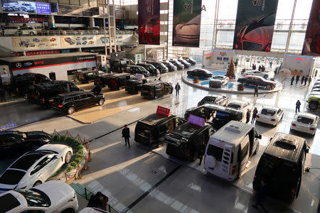 Imported vehicles are seen at a car dealership in Tianjin bonded zone, China January 2, 2019. Picture taken January 2, 2019. REUTERS/Yilei Sun