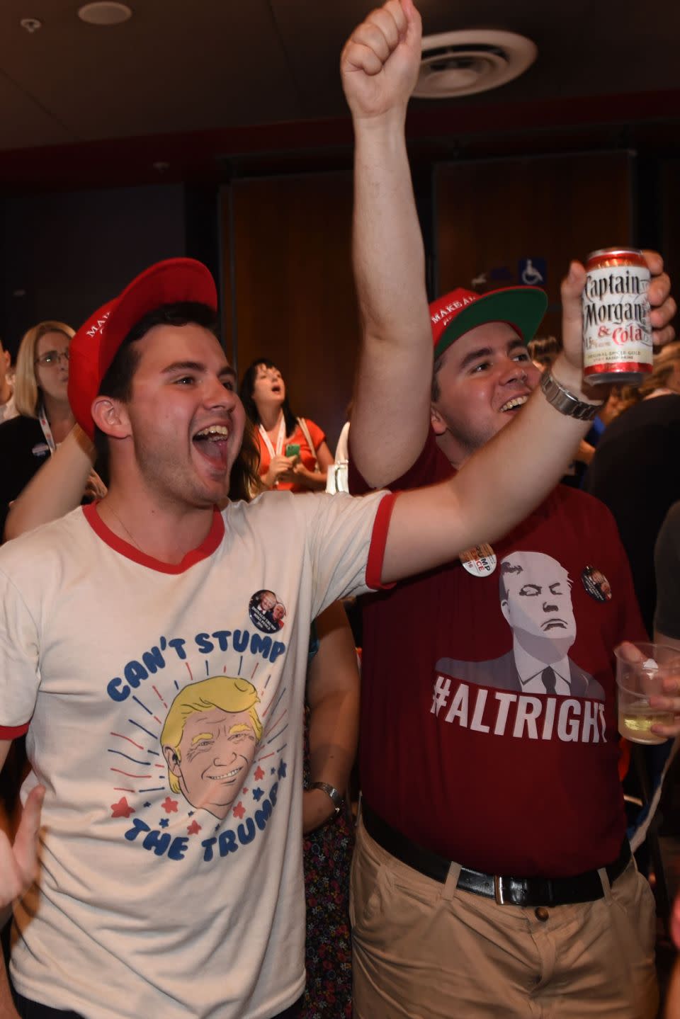 Trump supporters at the University of Sydney watch the US Election at the Manning Bar. Photo: AAP (Those pictured are not believed to have been kicked out)