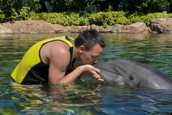 John Terry goes swimming with dolphins in Florida