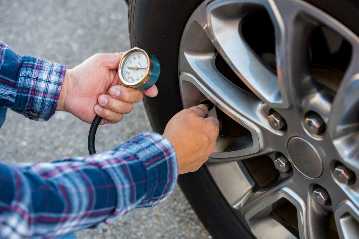 checking tire pressure