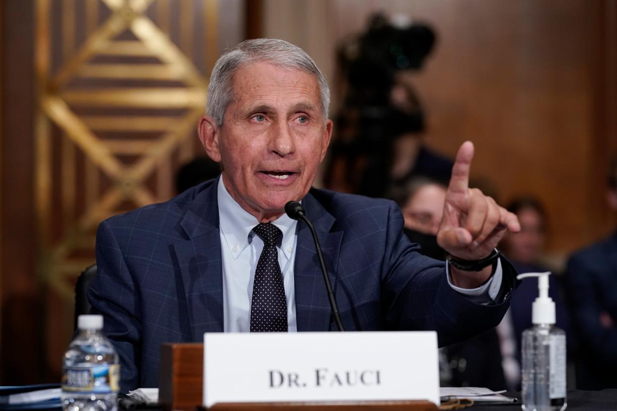 File: Dr Anthony Fauci testifies before the Senate Health, Education, Labor, and Pensions Committee on 20 July 2021 (AP)