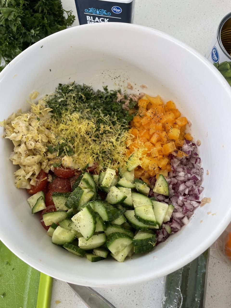 chopped ingredients in a bowl