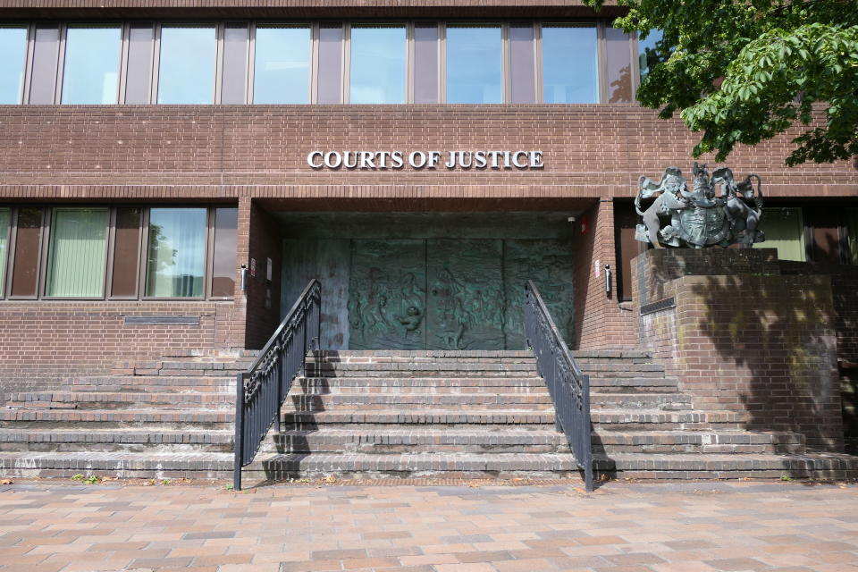 Portsmouth, United Kingdom – July 21, 2019: Portsmouth Law Courts of Justice exterior Crown Court with sign
