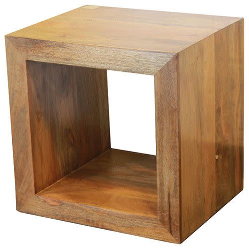 13) Uniquely Styled Wooden Side Cube Table