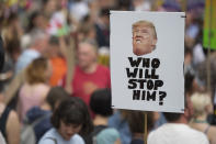 <p>Anti Donald Trump signs are seen as protestors gather outside Cardiff Library on the Hayes in Cardiff to protest against a visit by President Donald Trump on July 12, 2018 in Cardiff, Britain. (Photo: Matthew Horwood/Getty Images) </p>