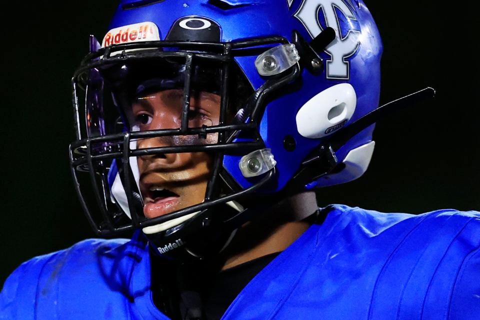 Trinity Christian Academy's Miles Burris (6) runs off the field during the first quarter of a regular season football game Friday, Sept. 23, 2022 at Trinity Christian Academy in Jacksonville.  