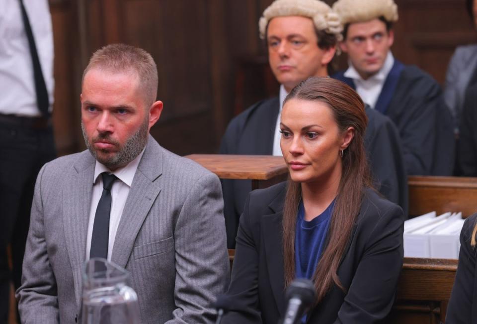 Dion Lloyd as Wayne Rooney and Chanel Cresswell as Coleen Rooney in ‘Vardy v Rooney’ (Channel 4)