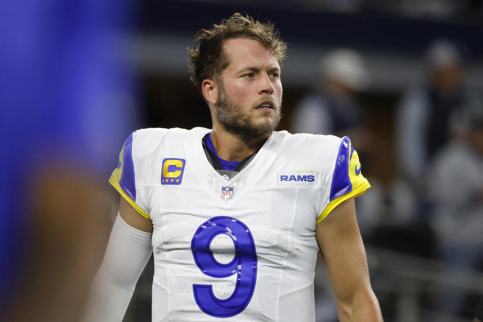 Los Angeles Rams quarterback Matthew Stafford didn't practice on Wednesday. (AP Photo/Michael Ainsworth)