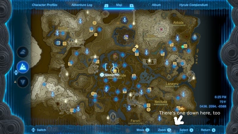 A map shows the location of all the Dragon Tears in Tears of the Kingdom.