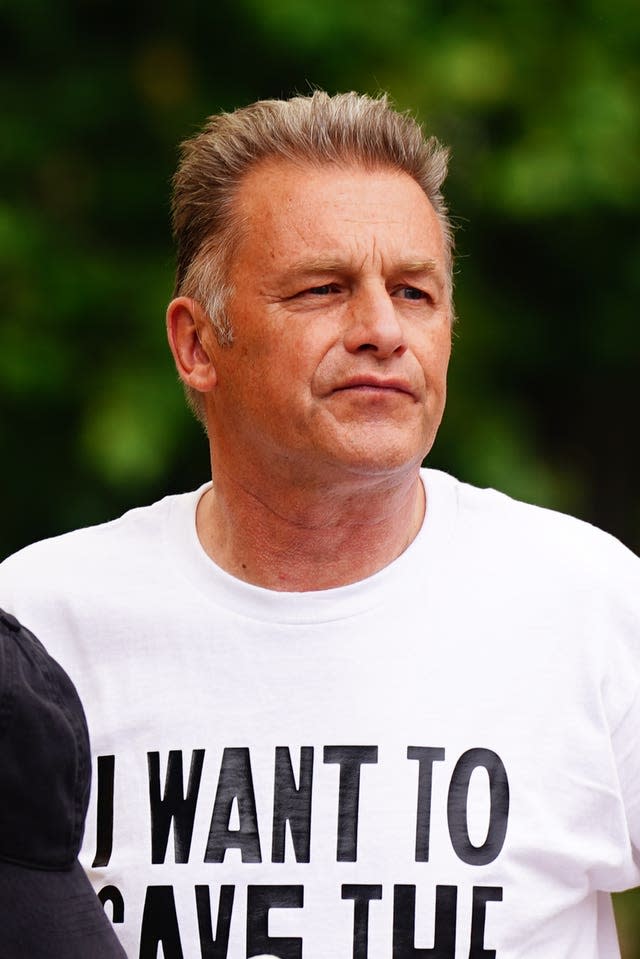 Chris Packham during a Restore Nature Now rally at Parliament Square in central London