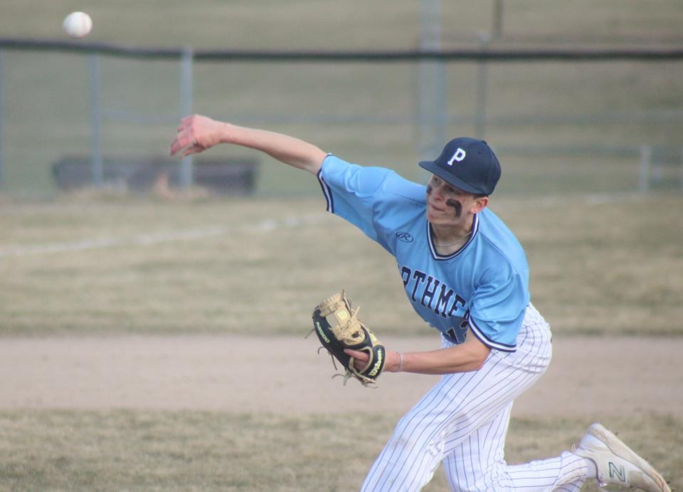 Petoskey pitcher Peyton Harmon turned in a strong performance in Cheboygan this week, earning a victory on the mound with just a lone hit allowed.