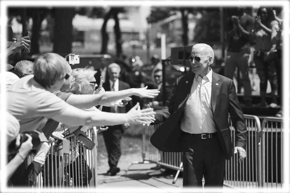 Democratic presidential candidate Joe Biden at a campaign rally in Philadelphia in May. (Photo: Matt Rourke/AP)