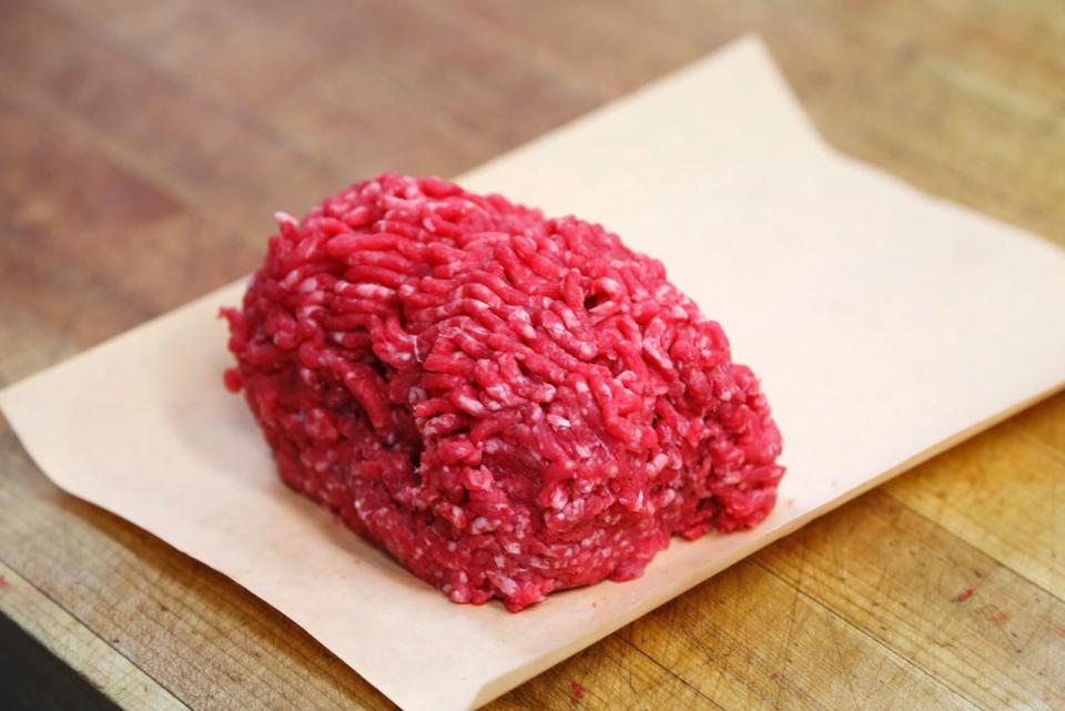 Ground Alberta beef is seen before packaging at Bon Ton Meat Market in Calgary, Alberta, October 3, 2012. Bon Ton stated it was not effected by the recent E.Coli outbreak as they get their meat from select smaller producers. E. coli, a strain of which can cause sickness or even death, is widely present in meat-processing plants, and regulators require packers to control the bacteria  within certain levels. E.coli can be killed by thoroughly cooking meat. 