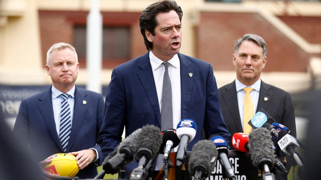 Gillon McLachlan speaks at a press conference announcing the AFL&#39;s new team in Tasmania.