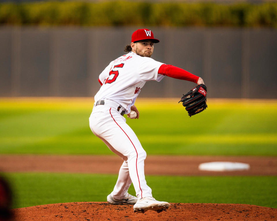 Shane Drohan brings on the heat during his Triple-A debut last month at Polar Park.