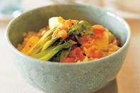 <p>For a dish that will warm you from the inside out and tickle your tastebuds crazy, try this <a rel="nofollow" href="http://au.lifestyle.yahoo.com/food/recipes/recipe/-/16456882/blue-eyed-cod-curry/" data-ylk="slk:blue-eyed cod curry;elm:context_link;itc:0;sec:content-canvas" class="link ">blue-eyed cod curry</a> made exclusive to us from the <span>Golden Door.</span></p>