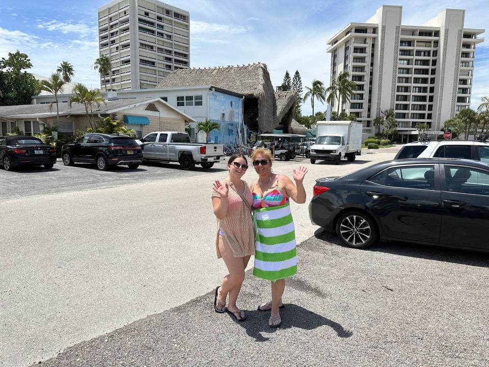 Hailey Malone and her mother Shelly Wiggins spent Monday morning at Siesta Key Beach, where there was little sign of threats from Tropical Storm Idalia.