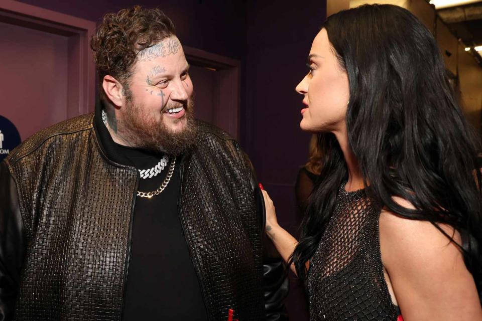 <p>Kevin Mazur/Getty</p> Jelly Roll and Katy Perry attend the iHeartRadio Music Awards at Dolby Theatre in Los Angeles, California in April 2024