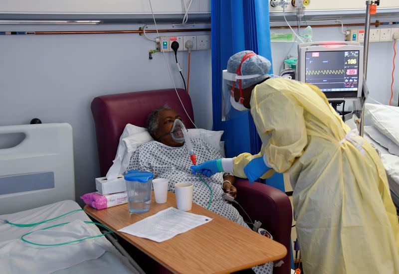 Medical staff treat seriously ill Covid patients at Milton Keynes University Hospital, amid the spread of the coronavirus disease (COVID-19) pandemic, Milton Keynes