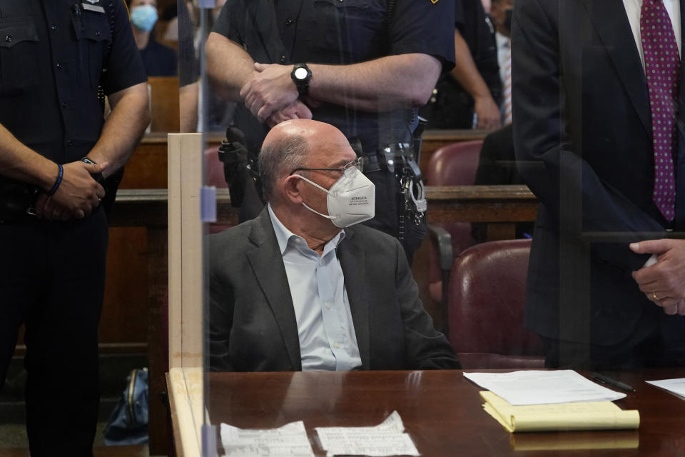 The Trump Organization's Chief Financial Officer Allen Weisselberg appears in court in New York, Thursday, July 1, 2021. Weisselberg was arraigned a day after a grand jury returned an indictment charging him and Trump’s company with tax crimes. Trump himself was not charged. (AP Photo/Seth Wenig,Pool)