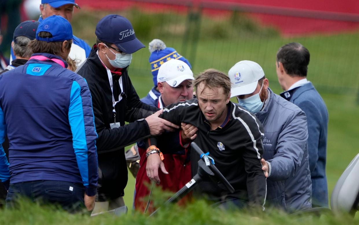 Tom Felton collapses on 18th hole at Whistling Straits during Ryder Cup Celebrity Match - AP