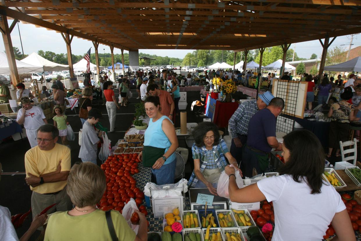 The Franklin Farmers Market attracts a crowd to the Factory on Saturday mornings.