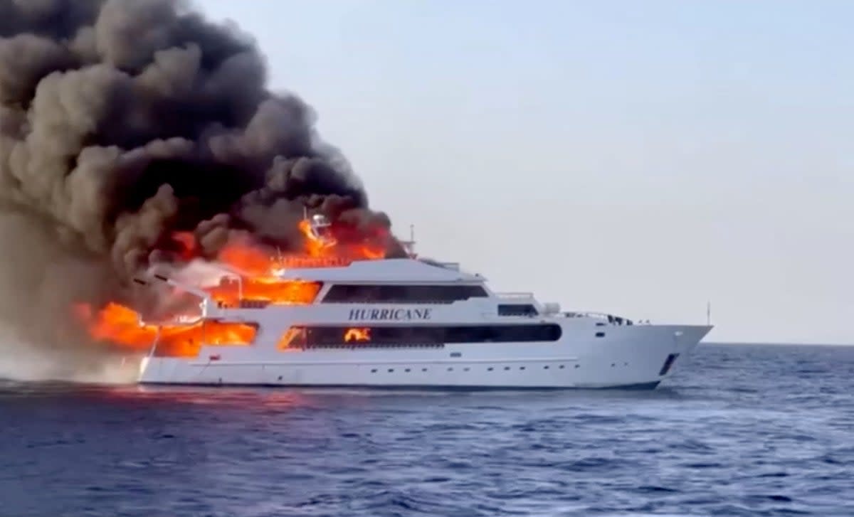 Three missing British passengers who were on a diving boat that caught flames have been confirmed dead by the tour operator (via REUTERS)