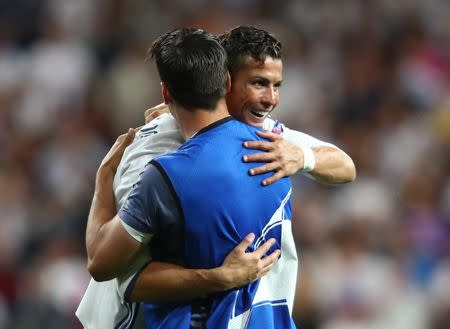 Football Soccer - Real Madrid v Bayern Munich - UEFA Champions League Quarter Final Second Leg - Estadio Santiago Bernabeu, Madrid, Spain - 18/4/17 Real Madrid's Cristiano Ronaldo celebrates after the match Reuters / Michael Dalder Livepic